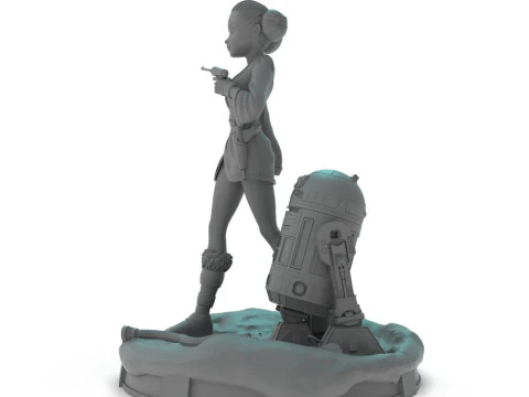 Padme Amidala and R2D2 3D Print Model