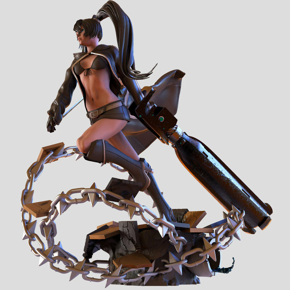 Mato Kuroi - Black Rock Shooter 3D Print Model .c4d .max .obj .3ds .fbx .stl .blend 