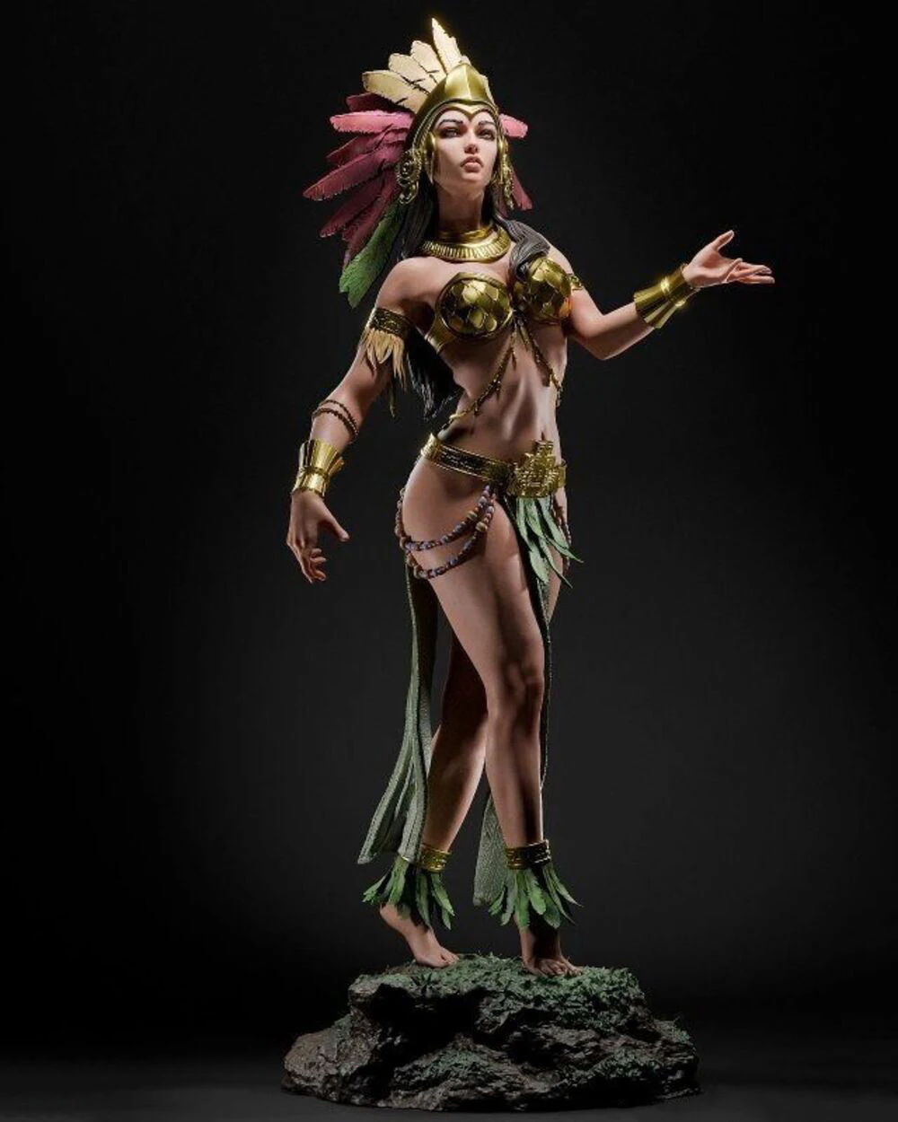 Aztec Godess 3D Print Model .c4d .max .obj .3ds .fbx .stl .blend 