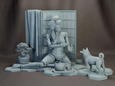 H1N4 A Gueixa Ciborgue Modelo de Impressão 3D