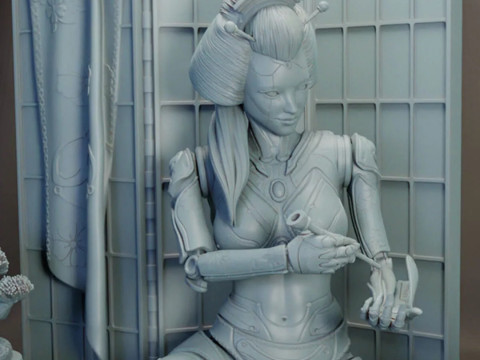 H1N4 The Cyborg Geisha 3D Print Model