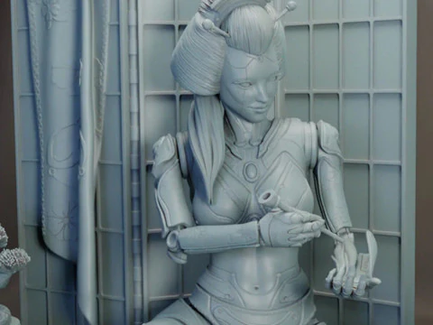 H1N4 The Cyborg Geisha 3D Print Model