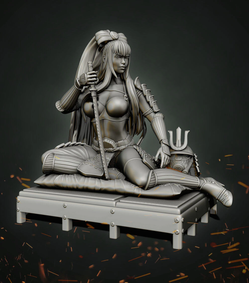 Stormtrooper Samurai Sitting Pose 3D Print Model .c4d .max .obj .3ds .fbx .stl .blend