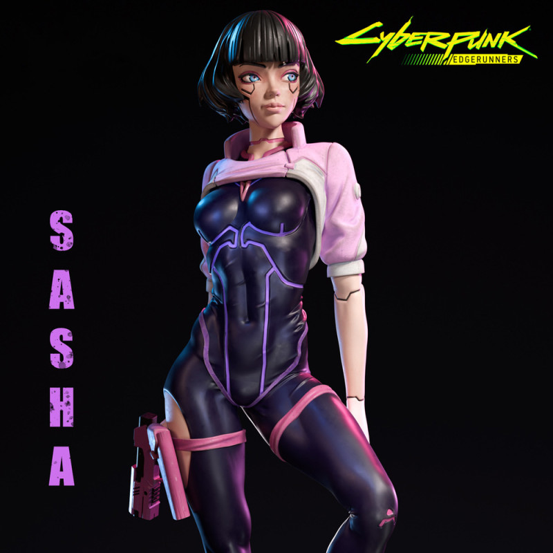 Sasha Cyberpunk Edgerunners 3D Print Model .c4d .max .obj .3ds .fbx .stl .blend