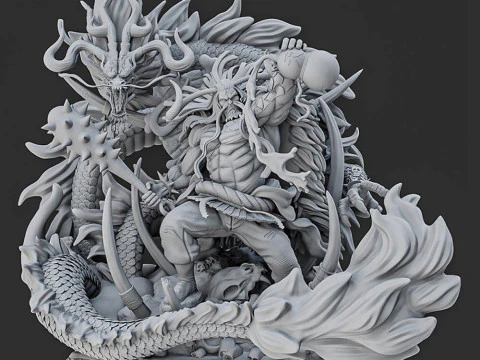 Kaido Emperor and Dragon 3D Print Model
