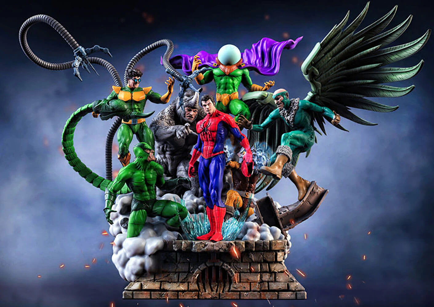 Sinister Six - Spiderman Diorama 3D Print Model .c4d .max .obj .3ds .fbx .stl .blend