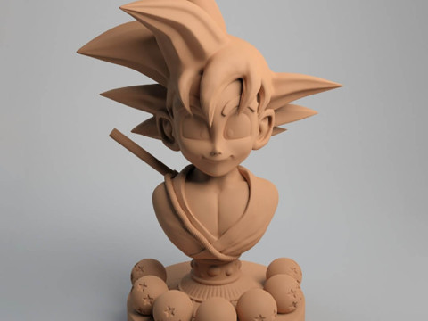 Kid Goku Bust 3D Print Model