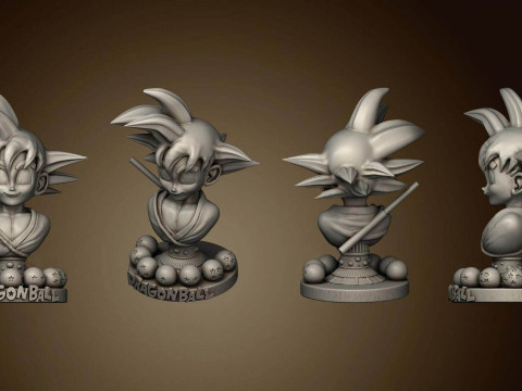 Kid Goku Bust Modèles 3D en vedette