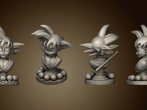 Kid Goku Bust 3D Print Model