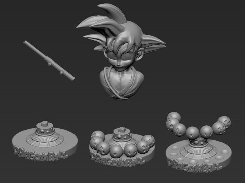 Kid Goku Bust Modèles 3D en vedette