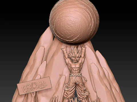 L&acirc;mpada de bomba espiritual Goku V2 Modelo de Impressão 3D