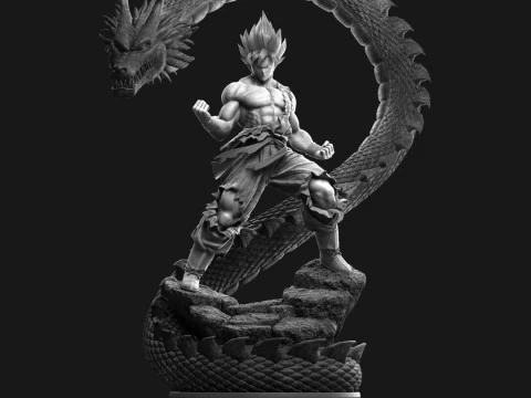 Goku e Shenlong Modelo de Impressão 3D