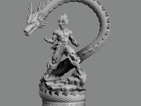 Goku and Shenron 3D Print Model