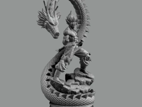Goku and Shenron 3D Print Model