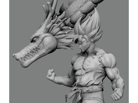 Goku and Shenron 3D Print Model