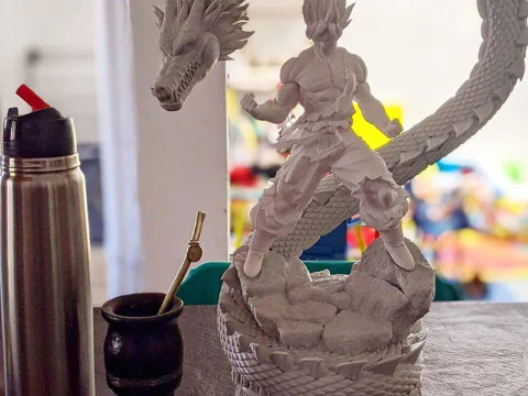 Goku and Shenron 3D Print Model