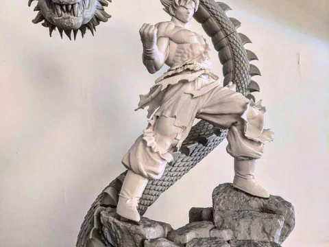 Goku and Shenron 3D Print Model