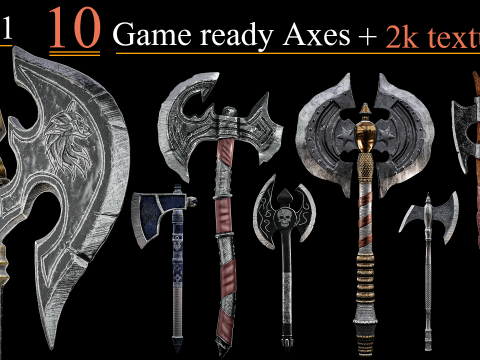 Game Ready Axes Low poly Modelo 3D