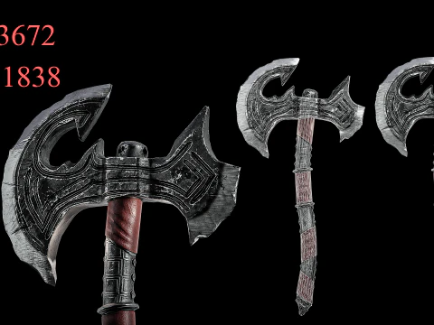 Game Ready Axes Low poly 3D Model