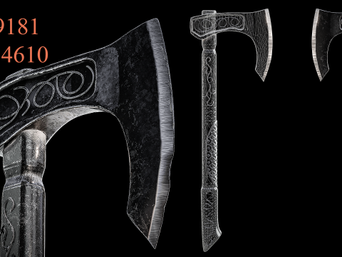 Game Ready Axes Low poly Vol 02 Modello 3D