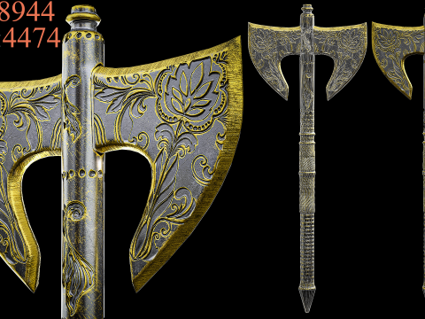 Game Ready Axes Low poly Vol 03 3D Model