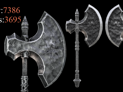 Game Ready Axes Low poly Vol 03 3D Model