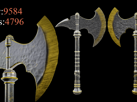 Game Ready Axes Low poly Vol 03 3D Model