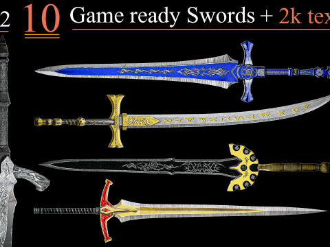Game Ready Swords Low poly Vol 02 Model 3D