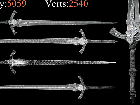 Game Ready Swords Low poly Vol 02 3D Модель