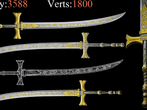 Game Ready Swords Low poly Vol 02 3D Модель