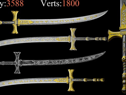 Game Ready Swords Low poly Vol 02 3D Model
