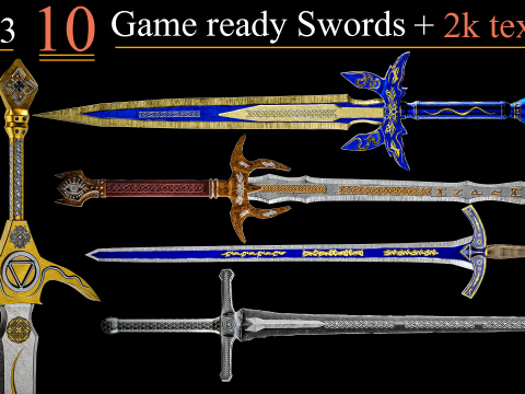 Game Ready Swords Low poly Vol 03 Modelo 3D