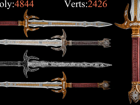 Game Ready Swords Low poly Vol 03 3D Model