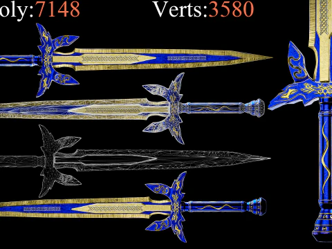 Game Ready Swords Low poly Vol 03 3D Model