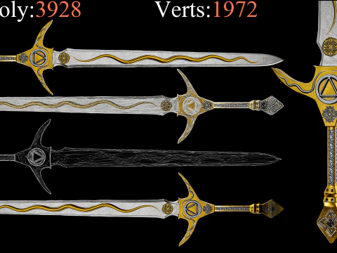 Game Ready Swords Low poly Vol 03 3D Model