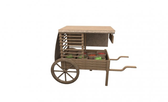 Medieval fruit cart 3D Model .c4d .max .obj .3ds .fbx .stl .blend 