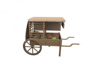 Medieval fruit cart Modelo 3D