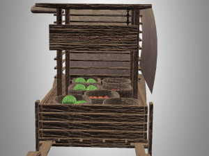 Medieval fruit cart 3D Model