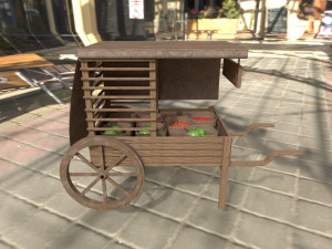 Medieval fruit cart 3D Model