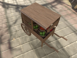 Medieval fruit cart 3D Model
