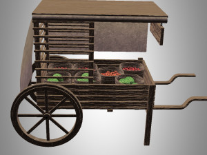 Medieval fruit cart 3D Model