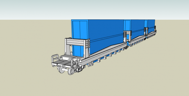 Wagon double stack Sea Land - HO SCALA 3D Model .c4d .max .obj .3ds .fbx .stl .blend 