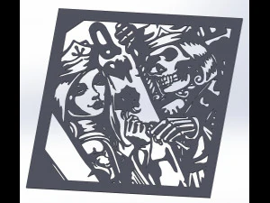 290603 dxf file cnc g-code POKER CARD Laser Cut Router Vinil plasma Mans Ruin Modelo 3D