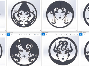 12 DXF File CNC g-code Industrial Laser Cut DECORATIVE PANEL ZODIAC1 Plasma Nr0030 Modelo 3D