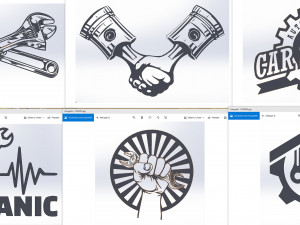 10 DXF File CNC g-code Industrial Laser Cut Vector DXF Plasma Router GARAGRE Nr 0117 3D 모델