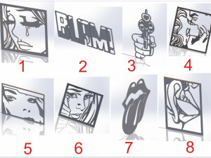 16 DXF file CNC 2 G-CODE Industrial Laser ROUTER VINYL VECTORIAL POP ART Nr0310 Modelo 3D
