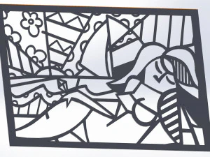 10 File DXF CNC g-code Laser industriale Astratta Donna Art Nr1 Router Nr0520 Modello 3D