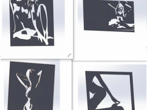 22 DXF File CNC g-code Industrial Laser Cut WOMEN Vinil PANEL Nr0524 3D Model