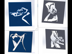 14 DXF File CNC g-code Industrial Laser Cut WOMEN Vinil PANEL Nr0526 3D 模型