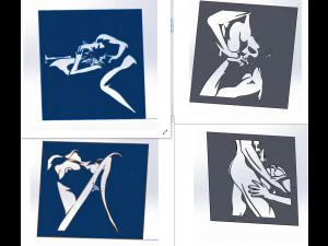 14 DXF File CNC g-code Industrial Laser Cut WOMEN Vinil PANEL Nr0526 3D Model